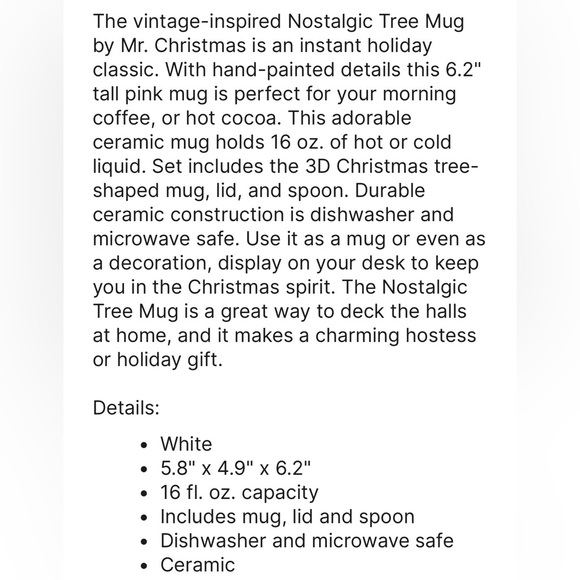 Mr. Christmas 16oz Lidded Nostalgic Christmas Tree Mug with Spoon NIB - Picture 13 of 16